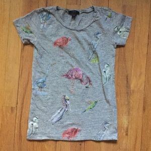J Crew grey t shirt with flamingos